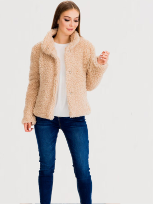 Fleur Faux Fur Jacket Beige