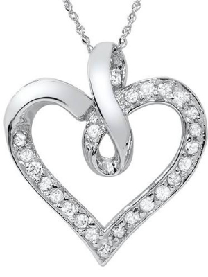 Pompeii3 1/3 Carat Real Diamond Heart Shape White Gold Pendant