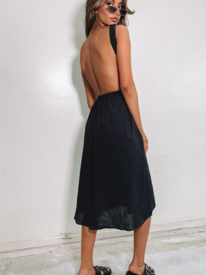 Odessa Backless Midi Dress Black