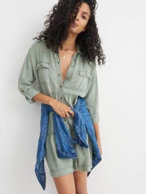 Pilcro Deanne Tiered Mini Shirtdress