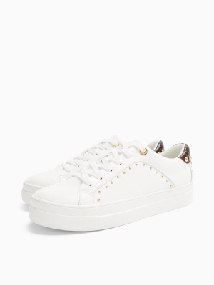 Cyrus White Studded Sneakers