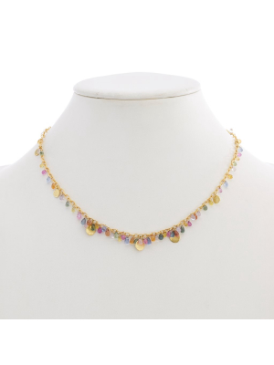 Multi-color Sapphire And Hydrangea Petal Necklace