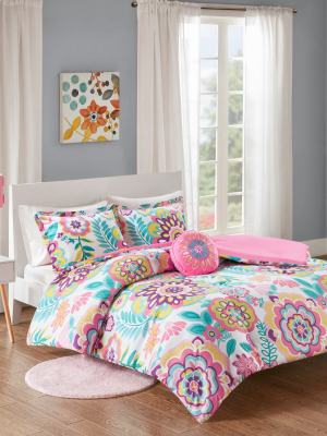 Pink Cora Floral Comforter Set