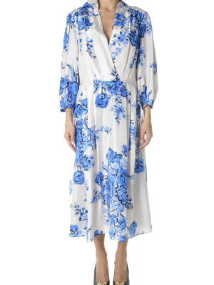 Alberta Ferretti Floral Printed Tied Waist Dress