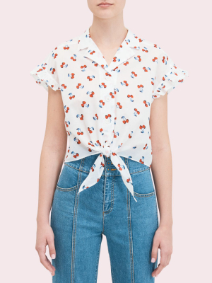 Cherry Toss Tie-front Top