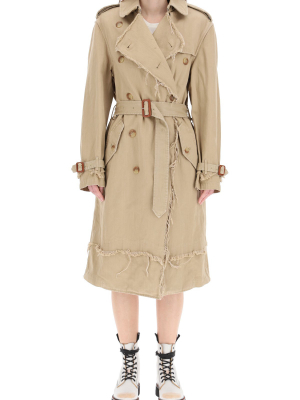 R13 Shredded Double Breasted Trench Coat