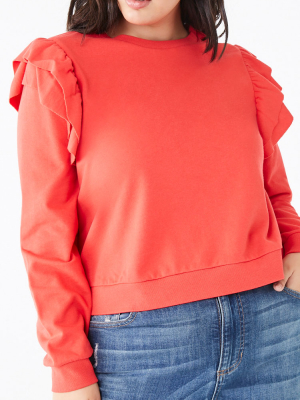 Plus Size Ruffled Sweatshirt