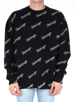 Balenciaga Allover Logo Intarsia Sweater