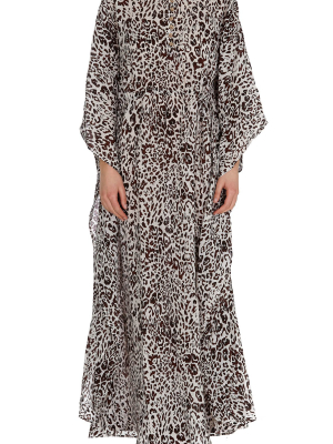 Pinko Leopard Print Maxi Kaftan Dress