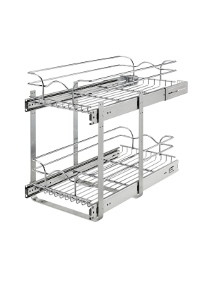 Rev-a-shelf 5wb2-1222cr-1 12 X 22 Inch 2-tier Wire Basket Pull Out Shelf Storage For Kitchen Base Cabinet Organization, Chrome