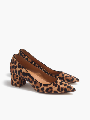 Bryn Leopard Calf Hair Pointy-toe Block Heels