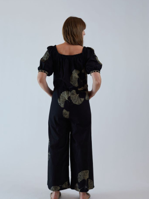 Sasha Jumpsuit Black Fan Batik