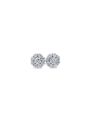 Pompeii3 1 1/2ct Halo Fire Diamond Studs 14k White Gold