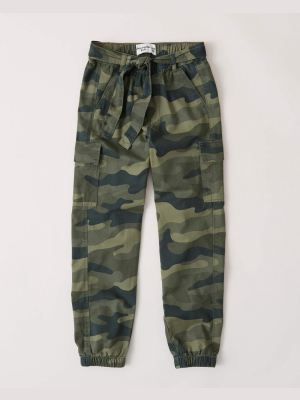 High Rise Tie-waist Utility Joggers