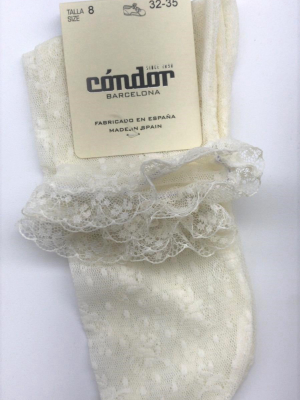 Condor Floral Lace Ankle Sock - Ivory