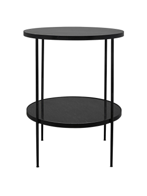 Noir Rivoli Marble Side Table - Matte Black Base