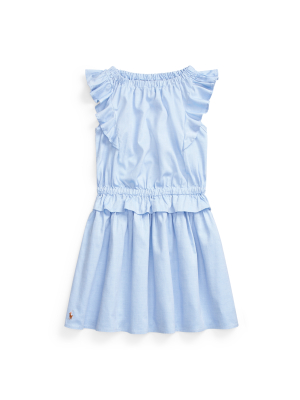 Ruffled Cotton Oxford Dress