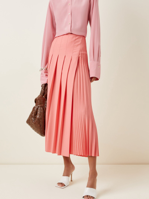 Sallis Pleated Wool-blend Midi Skirt