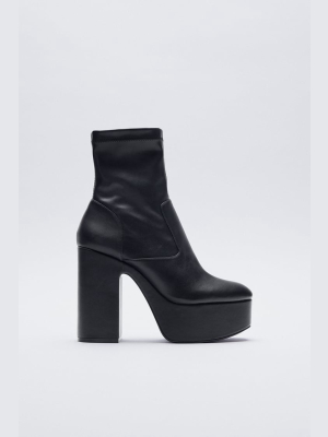 Platform Heeled Ankle Boots