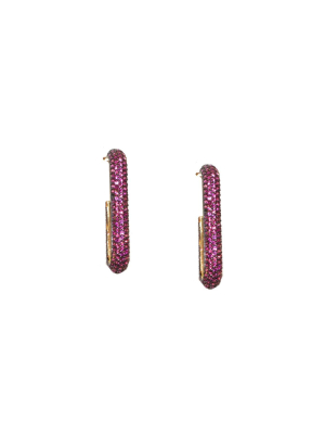 Sterling Drop Curve Cz Earring