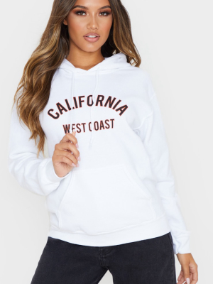 White California Slogan Oversized Hoodie