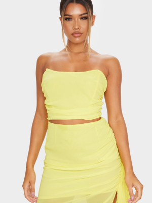 Yellow Woven Structured Curved Crop Top