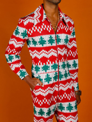 The Red Ryder | Men's Knit Print Christmas Flight Suit