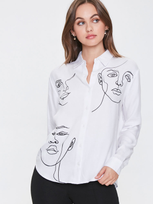 Line Art Face Graphic Shirt