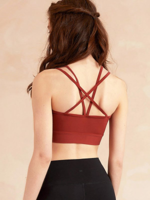 Evelyn Strappy-back Yoga Bra - Red