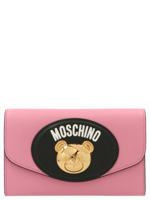 Moschino Teddy Plaque Chained Pouch Bag