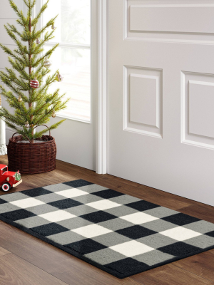 20"x34" Buffalo Plaid Accent Rug Black/white - Wondershop™