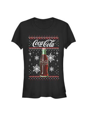 Junior's Coca Cola Christmas Bottle Snowflake T-shirt