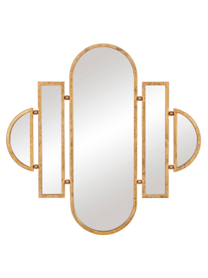 30" X 31" Antique Geometric Oval Vanity Decorative Wall Mirror Gold - Patton Wall Decor