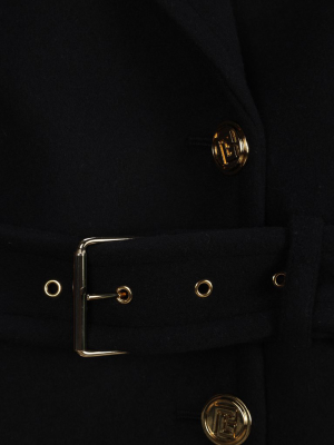 Balmain Belted Waist Double-breasted Coat