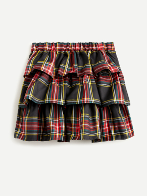 Girls' Tiered Skirt In Stewart Tartan