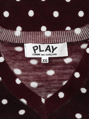 Comme Des Garcons Play Womens Polka Dot Sweater - Burgundy