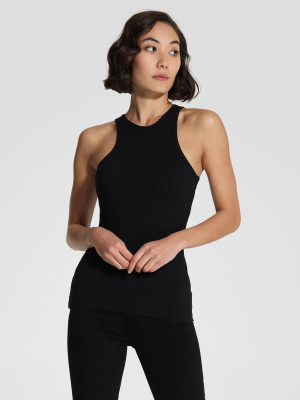 Luxe Rib Cutaway Tank Black