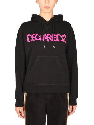 Dsquared2 Logo Print Drawstring Hoodie