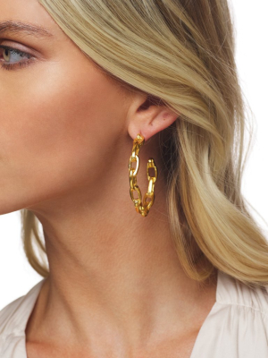 Polished Gold Link Hoop Pierced Earring