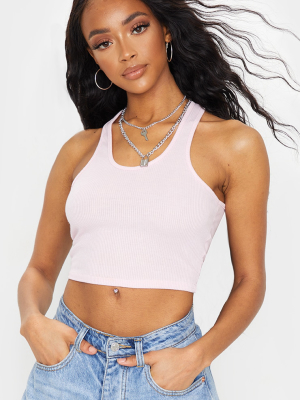 Pink Rib Racerback Crop Top