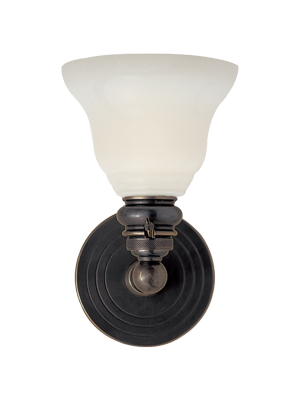 Boston Functional Single Light In Bronze With White Glass