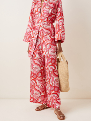 Print Cotton-silk Kimono Robe