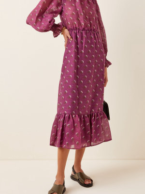 Alexis Printed Ruffled Wool-blend Maxi Dress