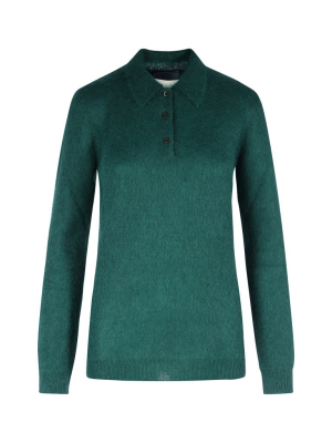 Prada Knitted Long-sleeve Polo Shirt