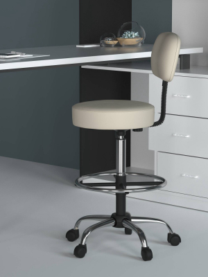 Caressoft Medical/drafting Stool With Back Cushion Beige - Boss Office Products