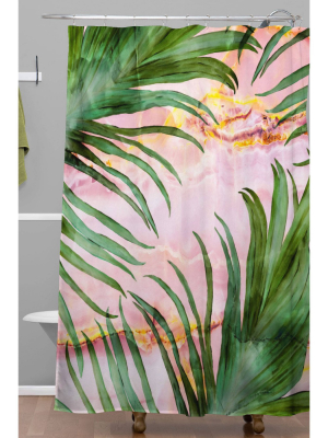 Marta Barragan Camarasa Palm Leaf Shower Curtain Pink - Deny Designs