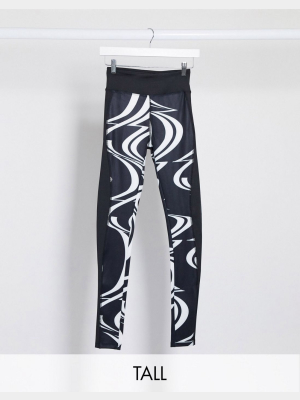 Asos 4505 Tall High Waisted Legging In Paneled Swirl Print