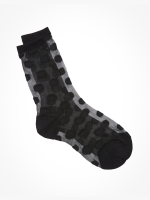 Memoi Sheer Polka Dot Crew Sock