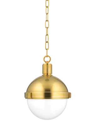 Hudson Valley Lighting Lambert Pendant - Aged Brass & White