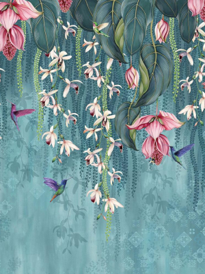 Sample Trailing Orchid Wall Mural In Teal And Pink From The Folium Collection By Osborne & Little